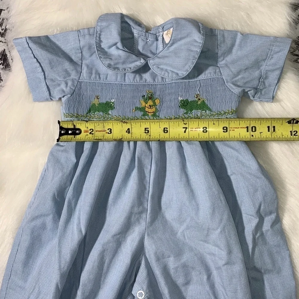 Alennys baby boy hand smocked‎ romper. Size 3 months